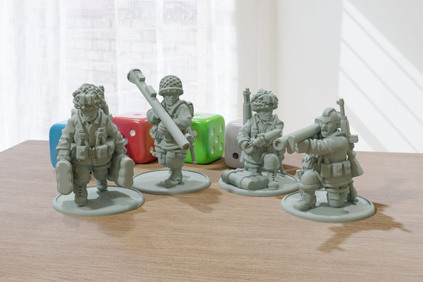 US Paratroopers AT Teams - 28mm Wargaming Minifigures - Compatible with WW2 Tabletop Games like Bolt Action