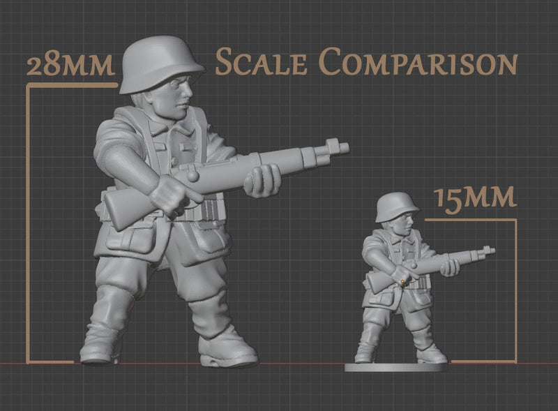 German Troops HQ Team Bravo - 28mm Wargaming Minifigures - Compatible with WW2 Tabletop Games like Bolt Action
