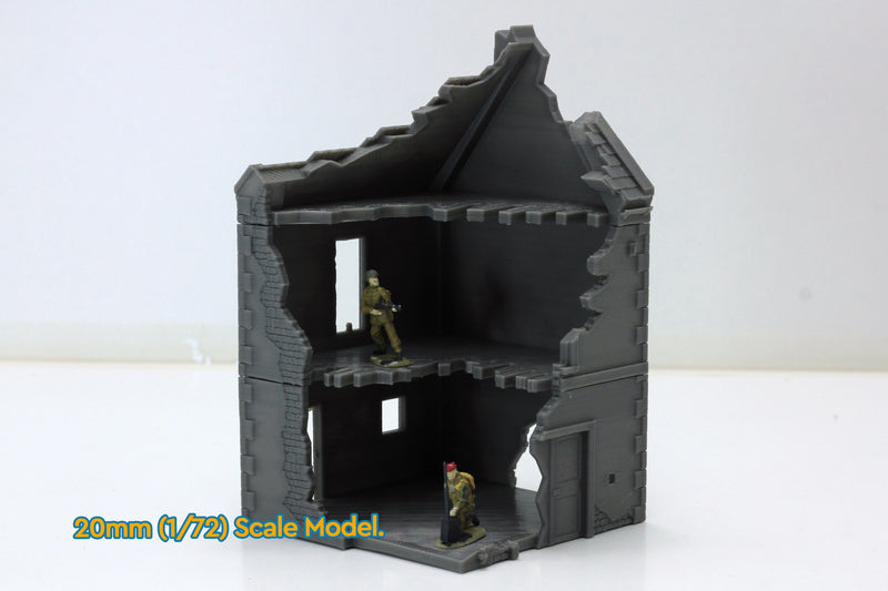 Normandy French Village House DS-T6 (VOLUME 2) - Tabletop Wargaming Terrain | Destroyed - Intact | 3D Printed Miniature | Flames of War