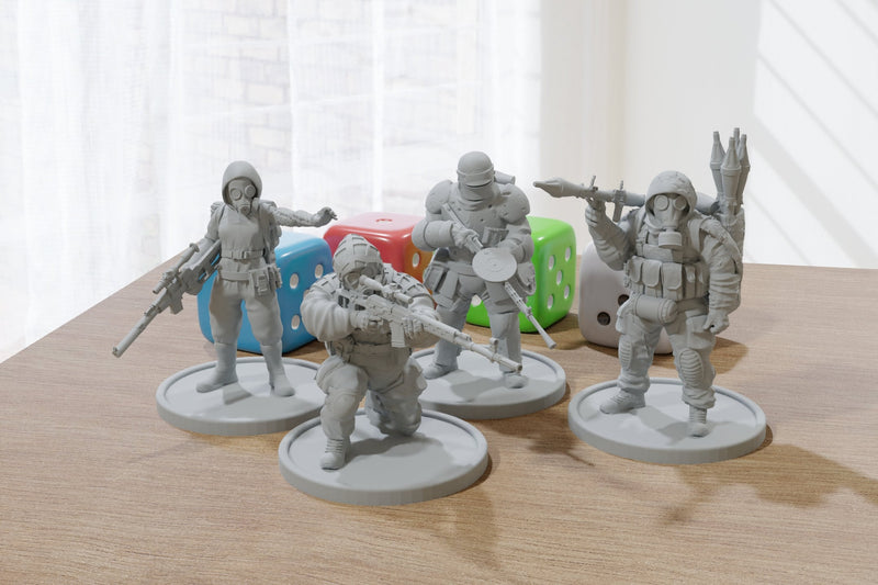 Stalkers Bravo Squad - ZONA ALFA - 20mm - 28mm - 32mm Scale Minifigures - Modern Wargaming Miniatures for Tabletop RPG