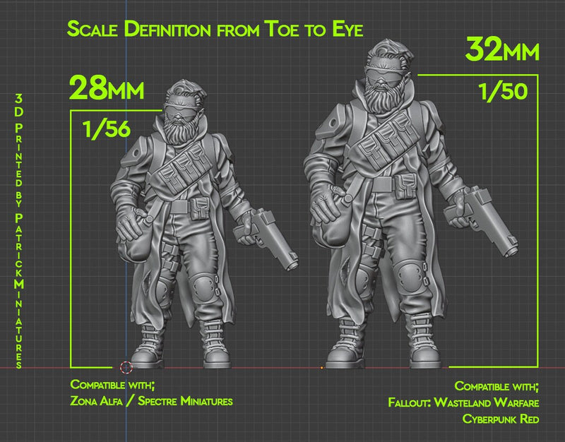 Scout Ranger Squad 28mm / 32mm - Cyberpunk - Modern Warfare Miniature for Zona Alfa - Fallout Wasteland - Tabletop RPG Minifigures