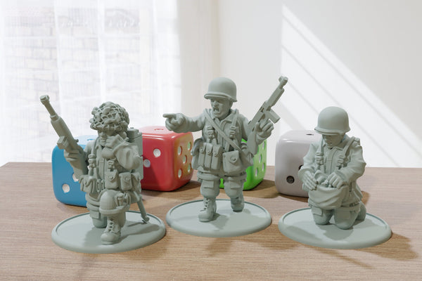 US Paratroopers HQ Team Alpha - 28mm Wargaming Minifigures - Compatible with WW2 Tabletop Games like Bolt Action