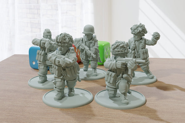 US Paratroopers SMG Team - 28mm Wargaming Minifigures - Compatible with WW2 Tabletop Games like Bolt Action