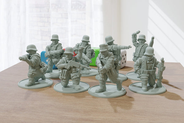 German Troops Rifle Squad - 28mm Wargaming Minifigures - Compatible with WW2 Tabletop Games like Bolt Action
