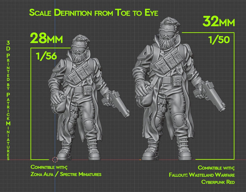 Ranger Squad 28mm / 32mm - Cyberpunk - Modern Warfare Miniature for Zona Alfa - Fallout Wasteland - Tabletop RPG Minifigures