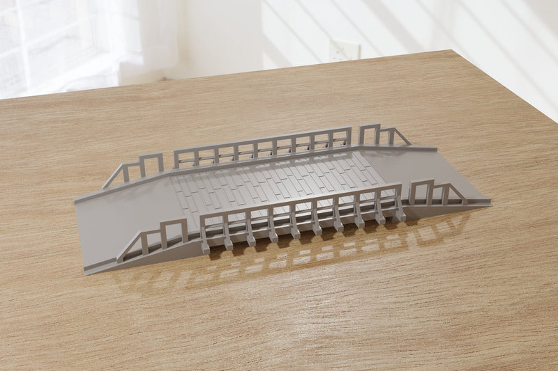 Flat Wooden Bridge - Tabletop Wargaming WW2 Terrain Miniature | 15mm 20mm 28mm | 3D Printed Model