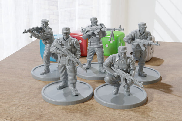African Militants AK Squad - Five - Modern Wargaming Miniatures for Tabletop RPG - 28mm / 32mm Scale Minifigures