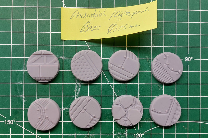Industrial - Cyberpunk 25mm Bases 8pc - Tabletop Wargaming Accessories for Minifigures