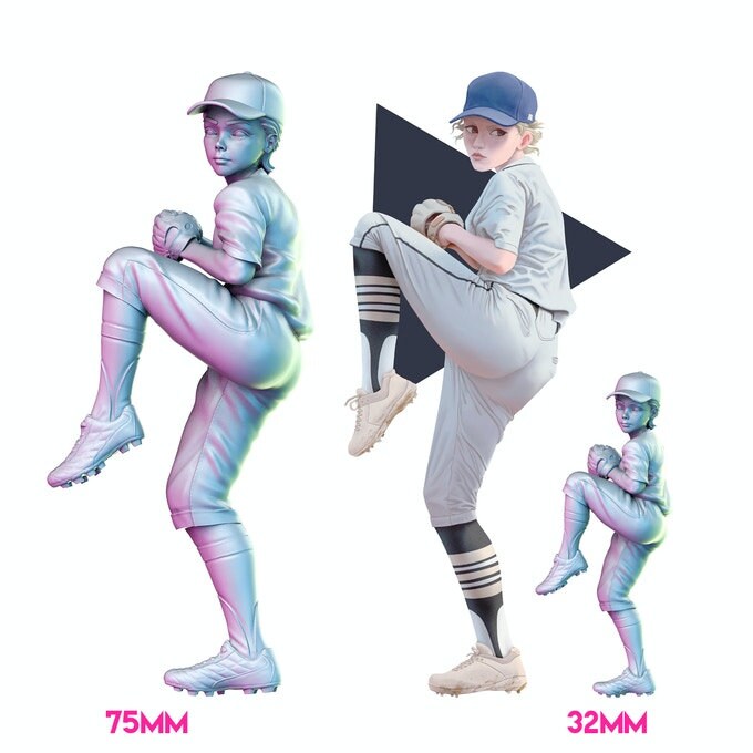Sports Girl Baseball (2) - DnD Miniature | Collectible and Rolepaying Sexy Pin-Up - 75mm - 32mm Scale