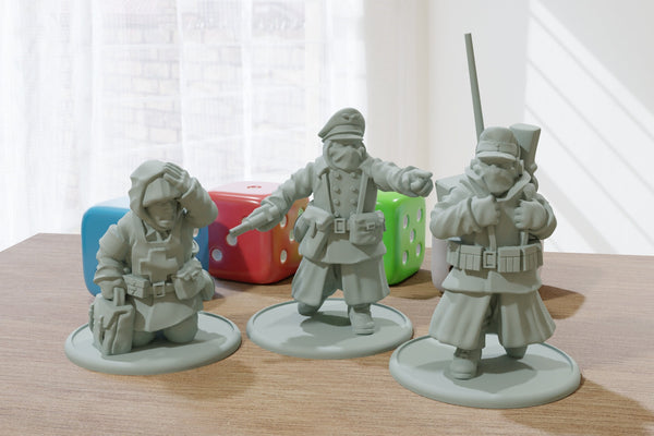German Troops Winter Camo HQ Team Alpha - 28mm Wargaming Minifigures - Compatible with WW2 Tabletop Games like Bolt Action