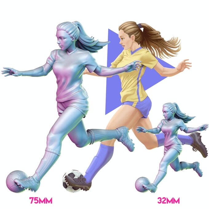 Sexy Sports Girl Football - DnD Miniature | Collectible and Rolepaying Sexy Pin-Up - 75mm - 32mm Scale