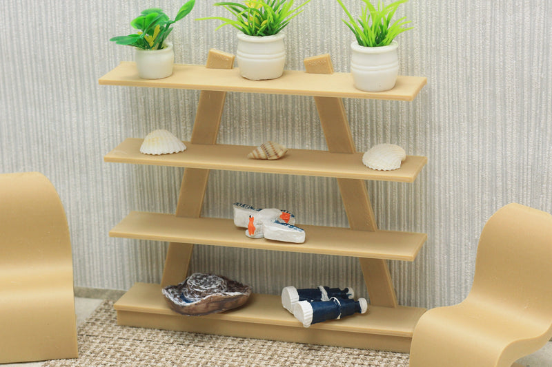 Open Bookshelf - Dollhouse Miniature 1:12 Miniature Dollhouse Furniture - 3D Printed Wood