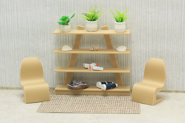 Open Bookshelf - Dollhouse Miniature 1:12 Miniature Dollhouse Furniture - 3D Printed Wood