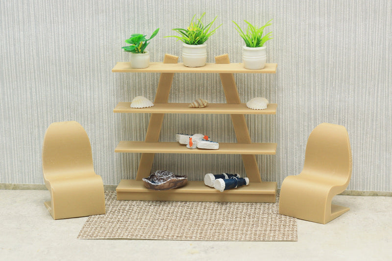 Open Bookshelf - Dollhouse Miniature 1:12 Miniature Dollhouse Furniture - 3D Printed Wood