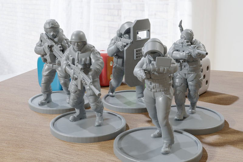 Siege-Esque Operators Attackers - 3D Printed Mini's - Modern Wargaming 28mm / 32mm Scale