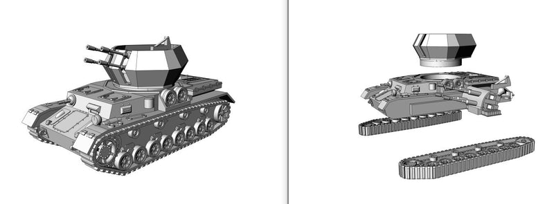 Flakpanzer IV Wirbelwind - WW2 German Tank - 3D Resin Printed 28mm / 20mm / 15mm Miniature Tabletop Wargaming Vehicle