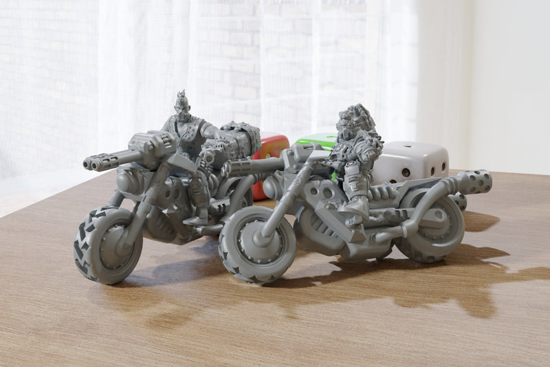 Wasteland Bikers Alpha Duo - 28mm / 32mm - Post Apocalyptic - Ideal Proxy Miniature for Zona Alfa - Fallout Wasteland - Tabletop RPG Games