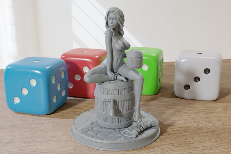 Sexy Jalissa Drinking - Sexy Pin-Up Fan Art - SFW - NSFW - 3D Resin Print Figure - 75mm Scale