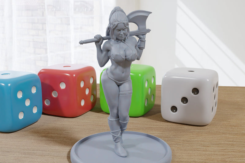 Sexy Barbarian Pinup - 3D Printed Minifigures for Fantasy Miniature Tabletop Games DND, Frostgrave 28mm / 32mm