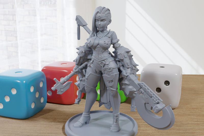 Axe and Glaive Warrior Sexy Female - DnD Miniature | Collectible and Rolepaying Sexy Pin-Up - 32mm - 28mm Scale