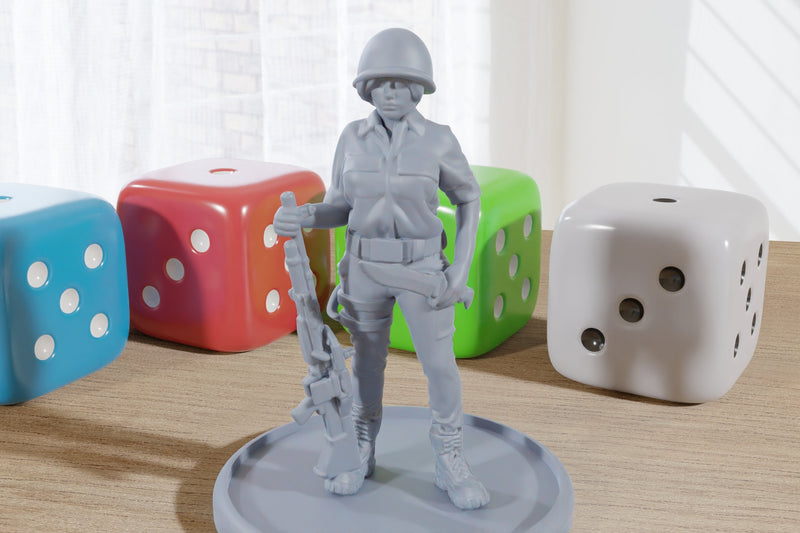 M60 Soldier Girl - 3D Printed Minifigures - Modern Tabletop Miniature Wargaming 28mm / 32mm Scale