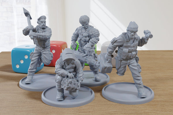 Wasteland Dwellers - 3D Printed Minifigures for Post Apocalyptic Miniature Tabletop Games like Zona Alfa - Fallout Wasteland