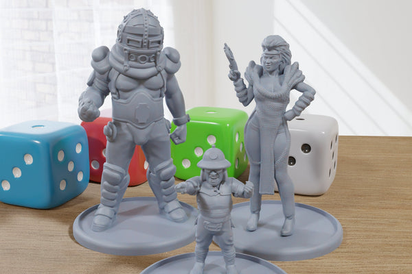 Auntie and the Thunderdome Gang - 3D Printed Minifigures for Post Apocalyptic Miniature Tabletop Games like Zona Alfa - Fallout Wasteland
