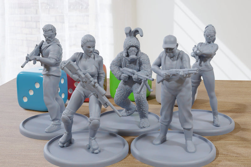 Zombie Apocalypse Survivors - 3D Printed Minifigures for Post Apocalyptic Miniature Tabletop Games like Zona Alfa - Fallout Wasteland