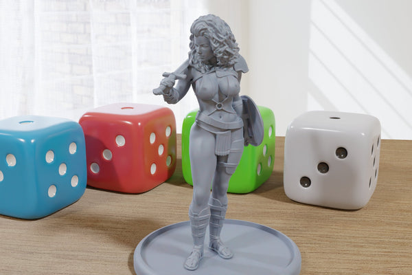 Sexy Warrior Girl - 3D Printed Minifigures for Fantasy Miniature Tabletop Games DND, Frostgrave 28mm / 32mm