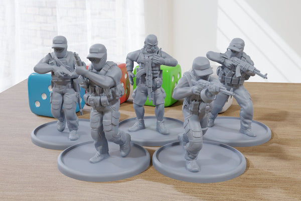 PMC Squad - Modern Wargaming Miniatures for Tabletop RPG - 28mm / 32mm Scale Minifigures