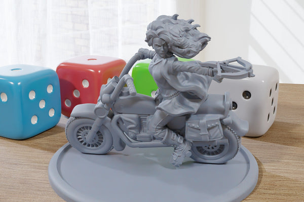 Meri the Rider - 3D Printed Minifigures for Post Apocalyptic Miniature Tabletop Games like Zona Alfa - Fallout Wasteland