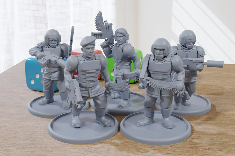 Grim Troopers Bravo - 3D Printed Minifigures - Grim Dark / Sci-fi - TTRPG Tabletop Miniature Wargaming 28mm / 32mm Scale