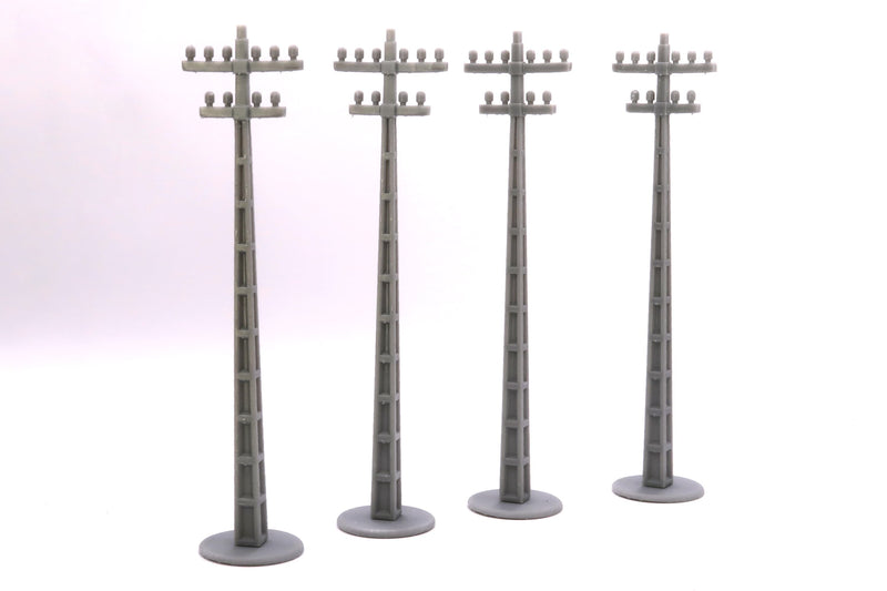 Euro Asian Telephone Poles Set (4pc) - 3D Printed Tabletop Wargaming Terrain - Ideal for Games like Oscar Mike - Vietnam Alpha