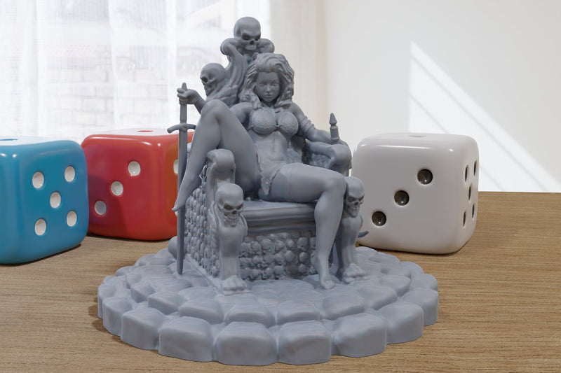Brutal Throne Pinup - 3D Printed Minifigures for Fantasy Miniature Tabletop Games DND, Frostgrave 28mm / 32mm