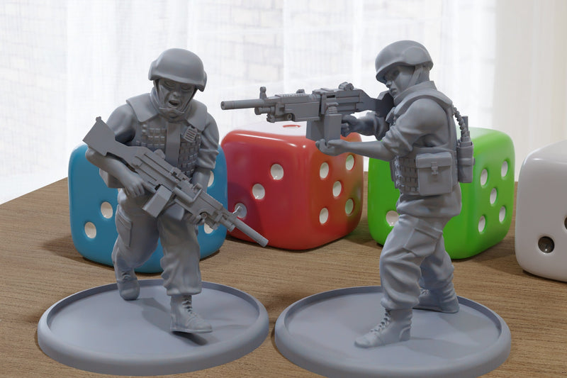 JSDF Machine Gunners - 3D Printed Minifigures for Modern Tabletop Wargaming 28mm / 32mm Scale