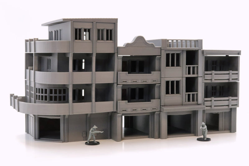 Vietnam Urban Street Row Set - 3D Printed Tabletop Wargaming Terrain - Ideal for Games like Oscar Mike - Vietnam Alpha