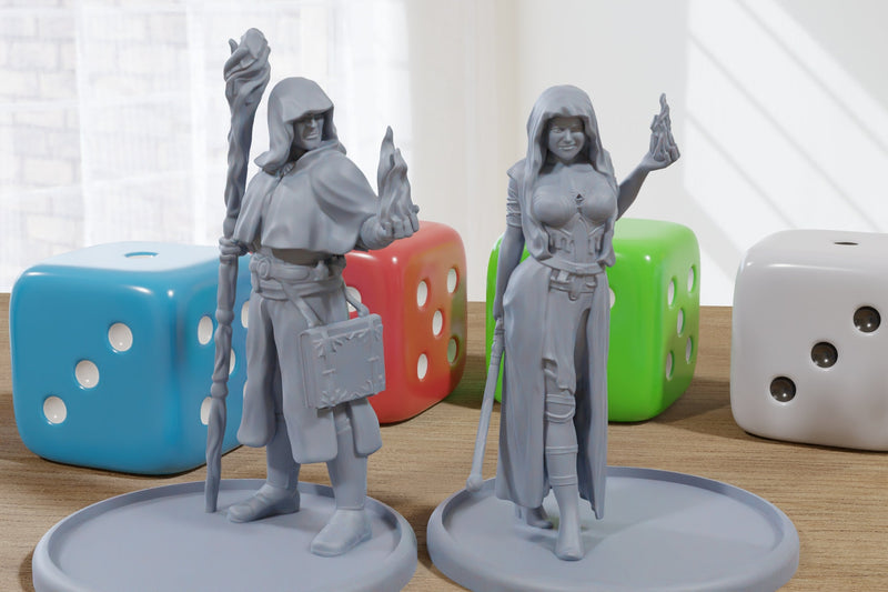 Stinking Mage Couple - 3D Printed Minifigures for Fantasy Miniature Tabletop Games DND, Frostgrave 28mm / 32mm