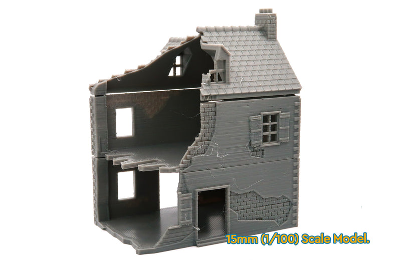 Normandy French Village Set (VOLUME 1 - Destroyed) 3D Printed Tabletop Wargaming Terrain for Miniature Games like Bolt Action, Flames of War