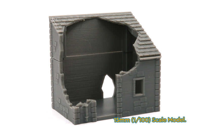 Small Stone Normandy Shed T1 Destroyed (Volume 1) 3D Printed Tabletop Wargaming Terrain for Miniature Games like Bolt Action, Flames of War