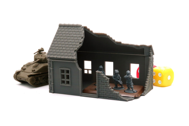Normandy Small House Destroyed (Volume 1) 3D Printed Tabletop Wargaming Terrain for Miniature Games like Bolt Action, Flames of War