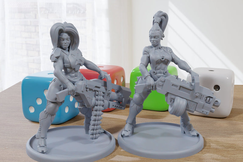 Heavy Weapons Wasteland Pin-Ups - 3D Printed Proxy Minifigures for Sci-fi Miniature Tabletop Games like Stargrave and Five Parsecs from Home