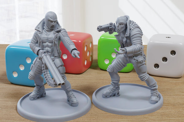 Armed Robbers - 3D Printed Proxy Minifigures for Sci-fi / Cyberpunk Miniature Tabletop Games
