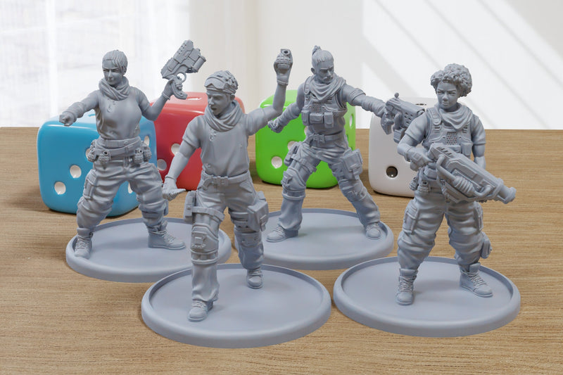 District Army Civilians - 3D Printed Proxy Minifigures for Sci-fi Miniature Tabletop Games like Stargrave and Five Parsecs from Home