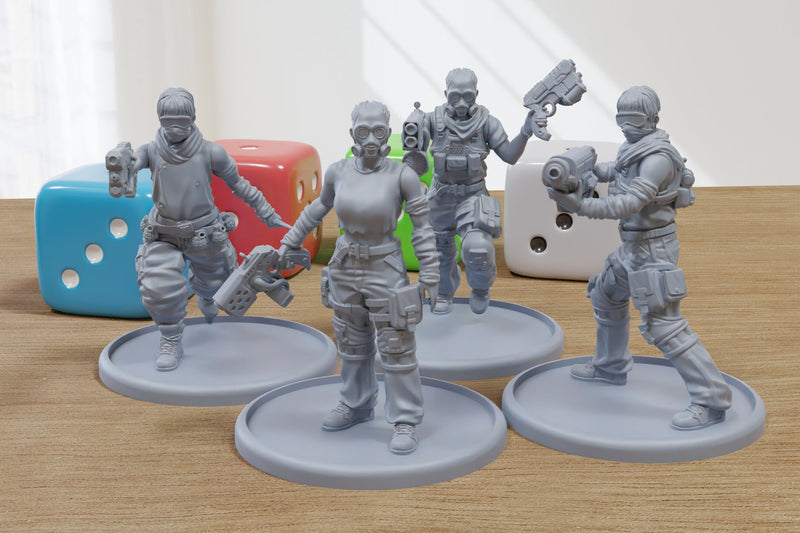 District Army Rebels - 3D Printed Proxy Minifigures for Sci-fi Miniature Tabletop Games like Stargrave and Five Parsecs from Home