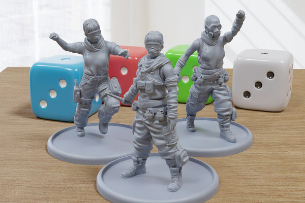 District Army Protesters - 3D Printed Proxy Minifigures for Sci-fi Miniature Tabletop Games like Stargrave and Five Parsecs from Home