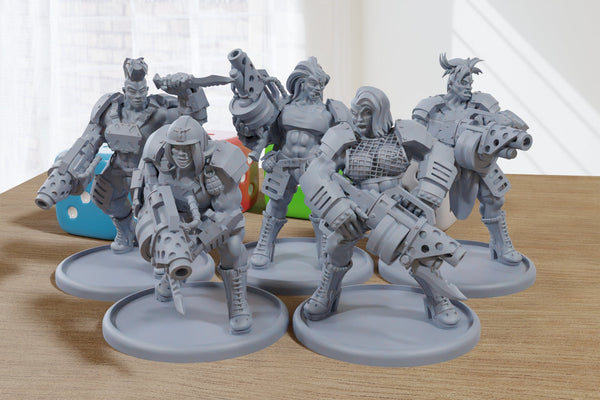 Brute Female Warriors - 3D Printed Proxy Minifigures for Sci-fi Miniature Tabletop Games like Stargrave and Five Parsecs from Home