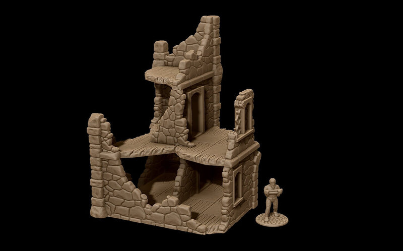 Ferisia Ruined Stone House - 3D Printed Terrain compatible with Tabletop Games like DND 5e, Frostgrave