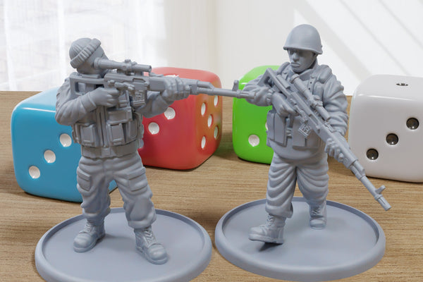 Modern Russian Snipers - Modern Wargaming Miniatures for Tabletop RPG - 28mm / 32mm Scale Minifigures