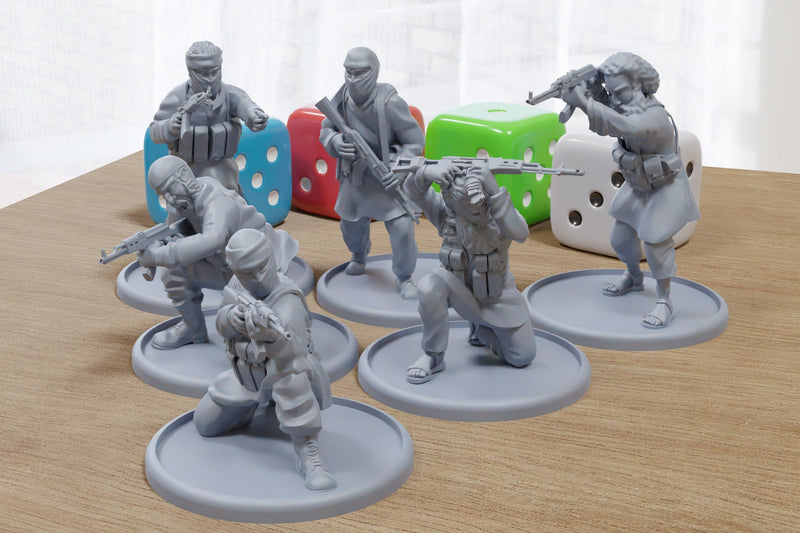 MENA Rebels Squad Alpha - Modern Wargaming Miniatures for Tabletop RPG - 28mm / 32mm Scale Minifigures