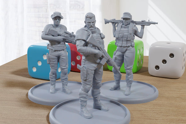 Late 20th Century Mercenaries - Modern Wargaming Miniatures for Tabletop RPG - 28mm / 32mm Scale Minifigures
